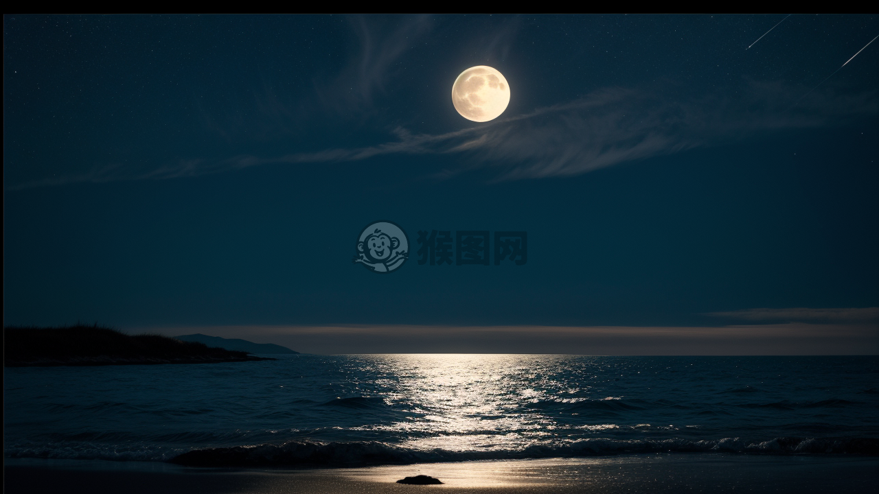 月光下宁静海面的美丽摄影作品