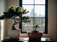 现代简约盆景：精致粉红花朵