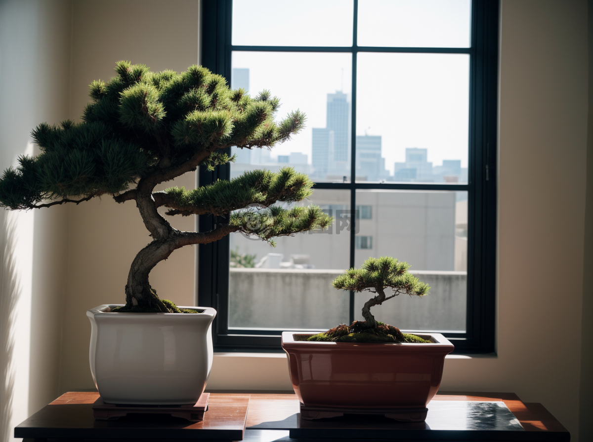 现代简约盆景：精致粉红花朵