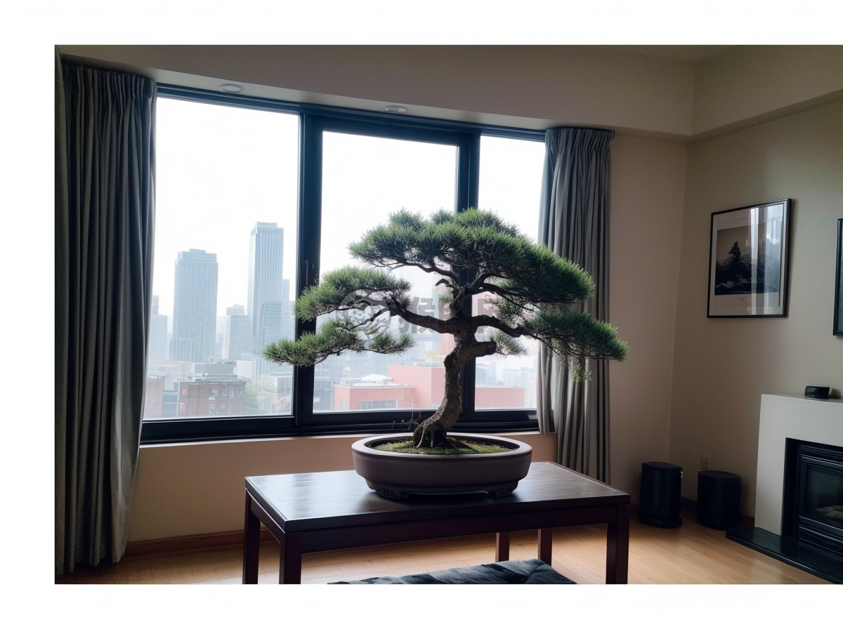 现代简约室内照片：盆景与淡雅花束