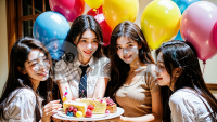 “学生给老师庆祝生日，满室气球温馨美好”