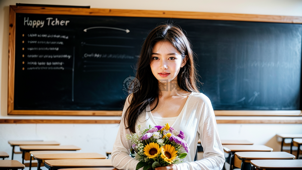 教室里的温馨教师节照