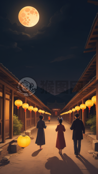 中国乡村中秋夜：放飞心愿的纸灯笼，满月挂天涯