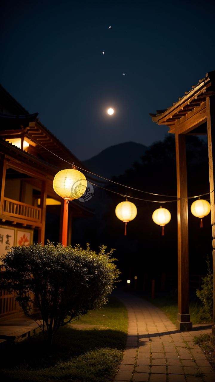 中秋月下古村照
