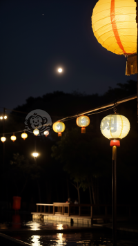 《中秋夜色古村静美》