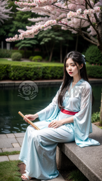 《白衫黑配，古琴弄香》