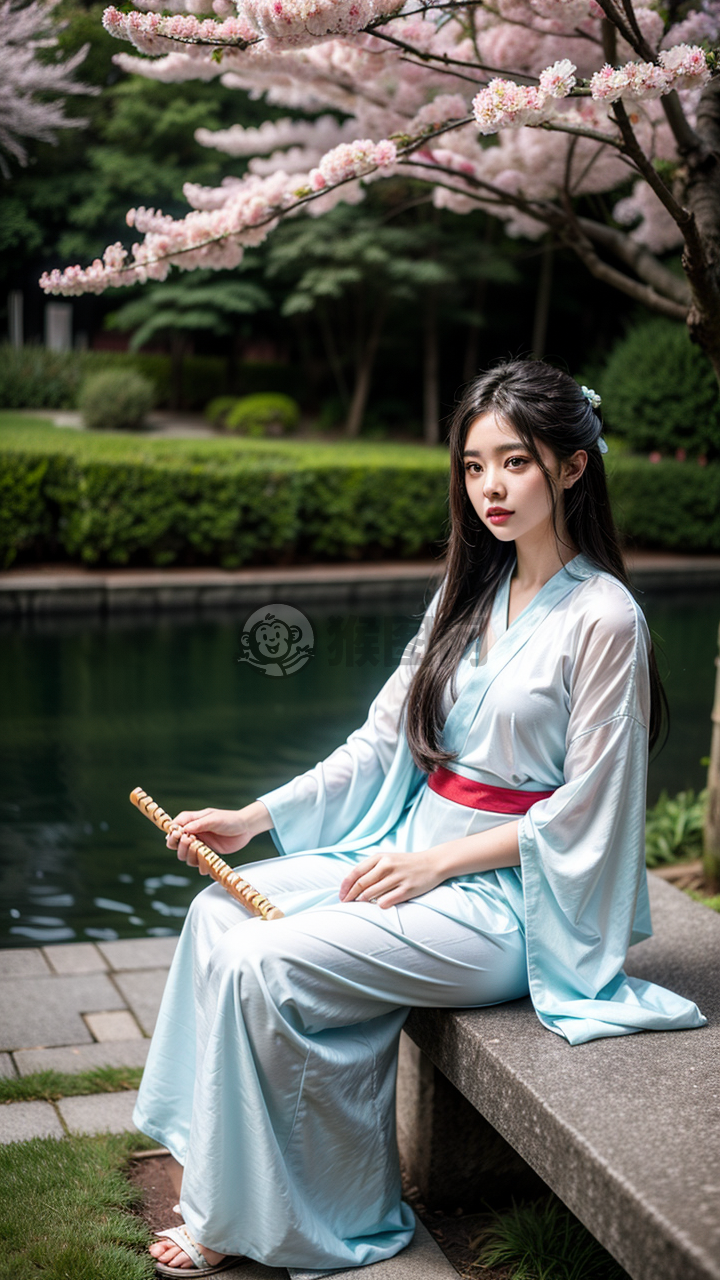 《白衫黑配，古琴弄香》