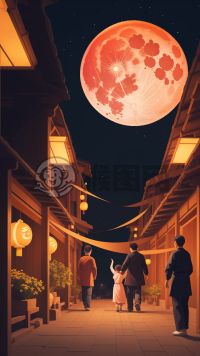 中国传统中秋之夜：月下风筝飘曳的乡村画卷