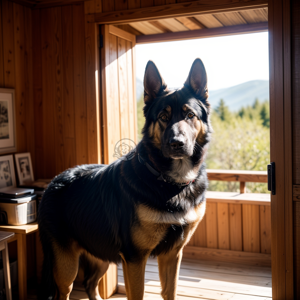 《守望者：森林小屋的巨型德国牧羊犬》