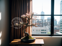 现代极简风格花盆小叶盆景之美景