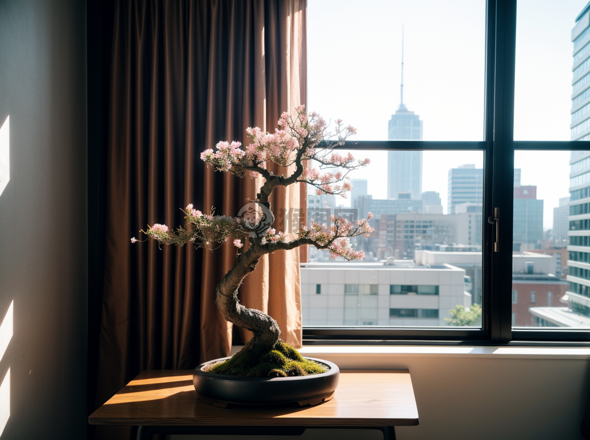 现代极简风格花盆小叶盆景之美景