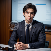 科技会议上的商务精英男士照