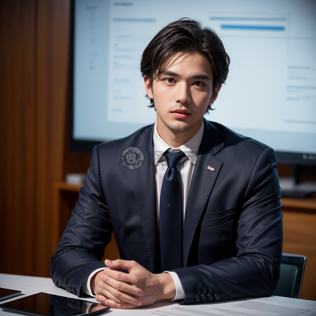 科技会议上的商务精英男士照