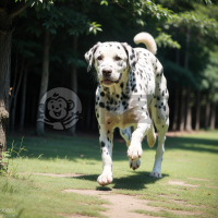 《公园奔跑的斑点犬》
