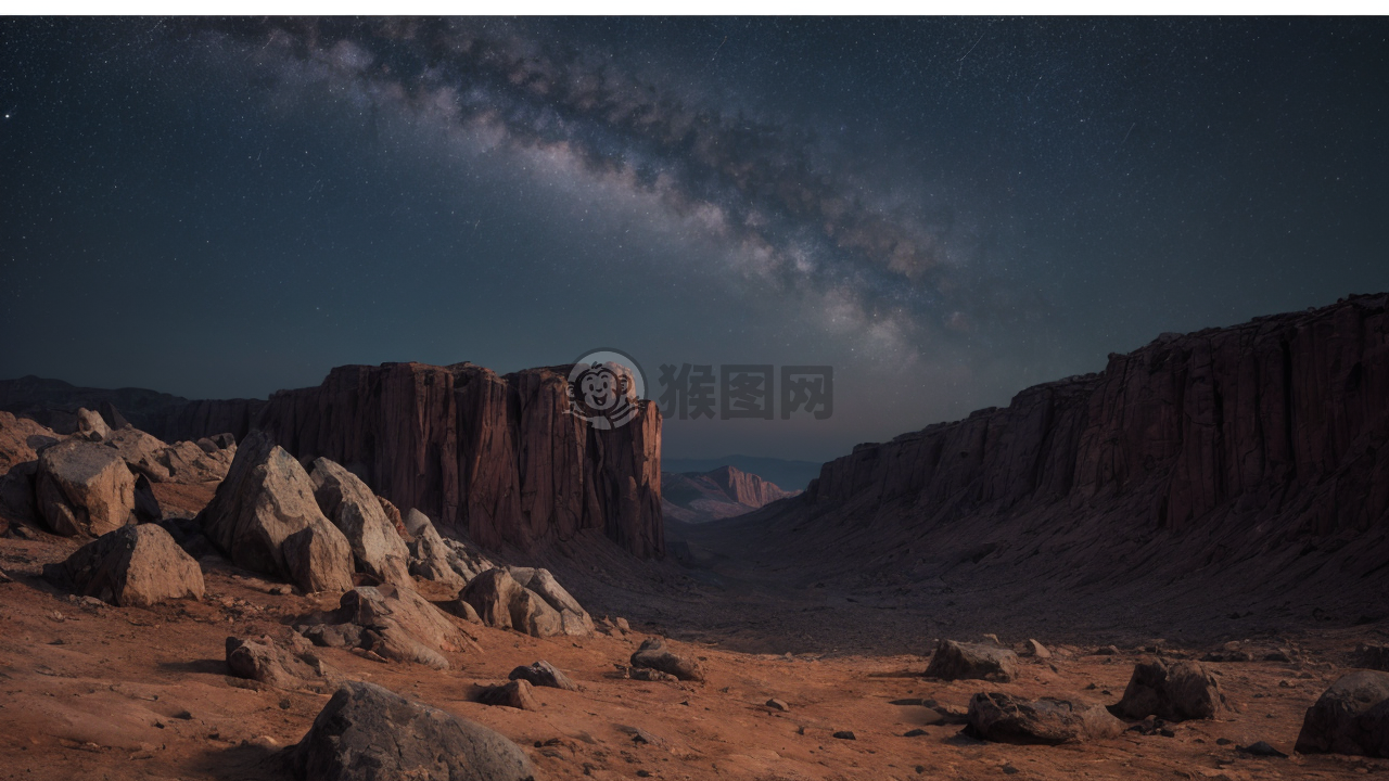 外星星球的荒芜岩石景色写真