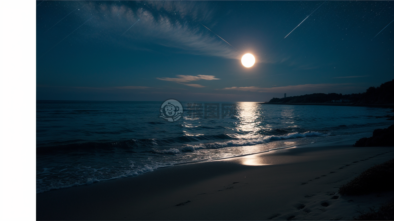 月光下的宁静海面