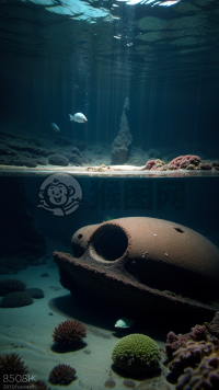 海底沉船与神秘深海生物的奇特景象