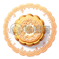 简洁中秋月圆饼：传统设计月饼图片展示
