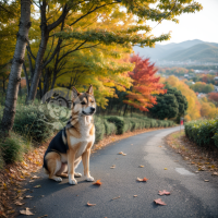 秋山行犬之秋叶写真