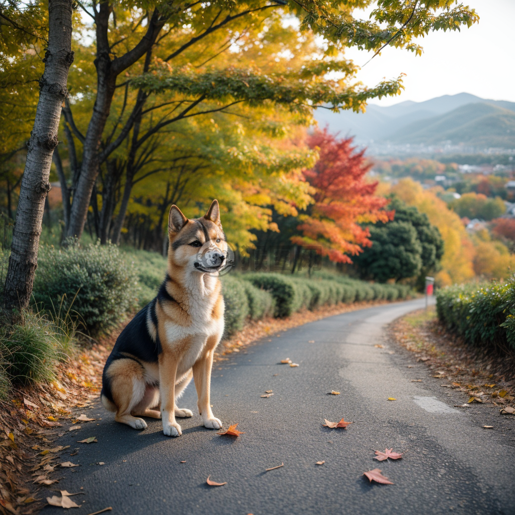 秋山行犬之秋叶写真