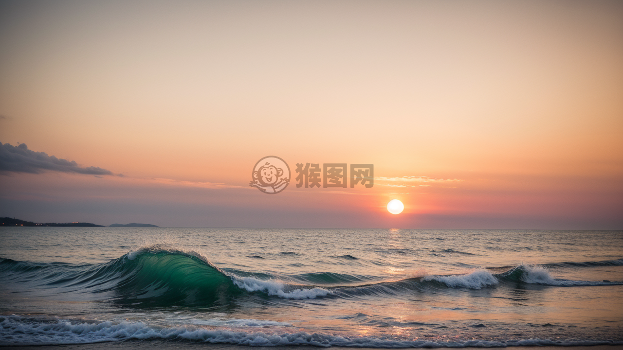 夕阳下的海面奇景