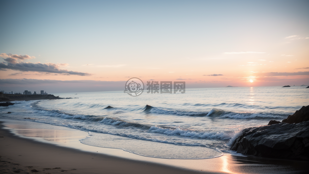 晨曦海滩：宁静与柔和之美