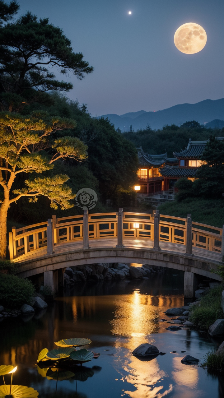 月光洒满中国园林的宁静夜景