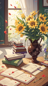 《教师书桌晨光微照》