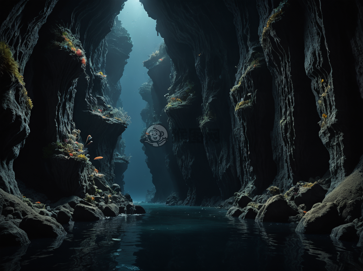 深海峡谷神秘生物夜光奇妙景色