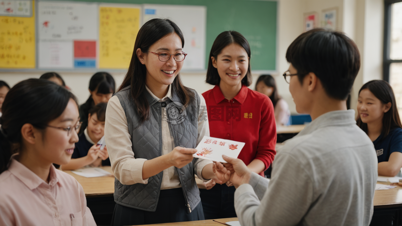 “学生赠送手工卡片 中教欣然接受”