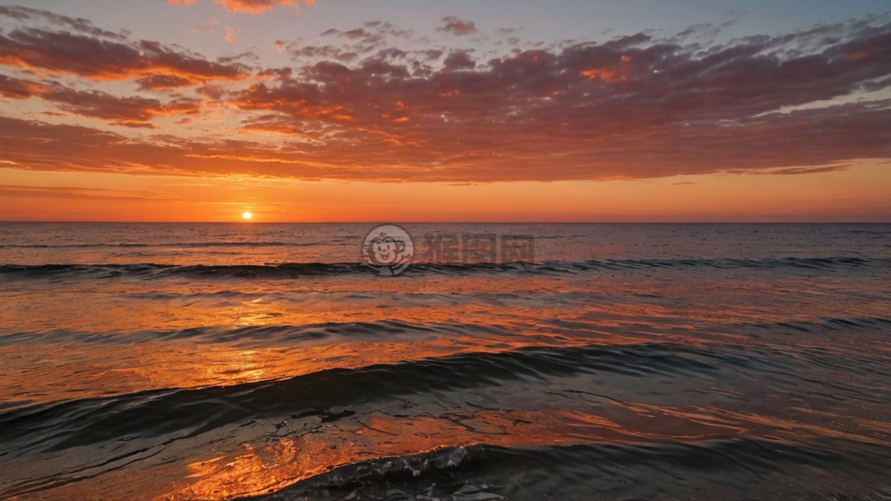 夕阳下海面泛光的美景