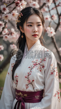 《白衣女子与桃花》
