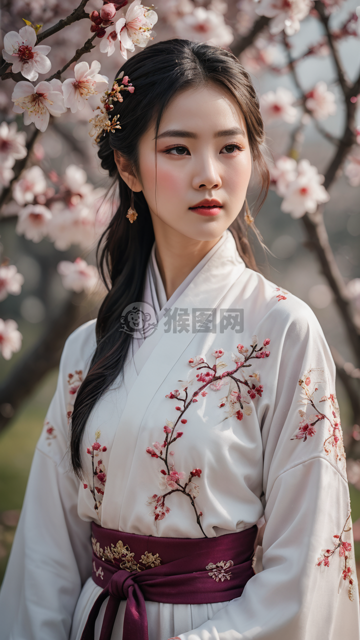 《白衣女子与桃花》