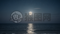月光下宁静海面照片