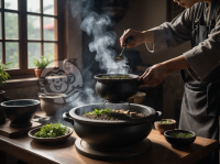 《中医草药煎煮，烟雾缭绕》