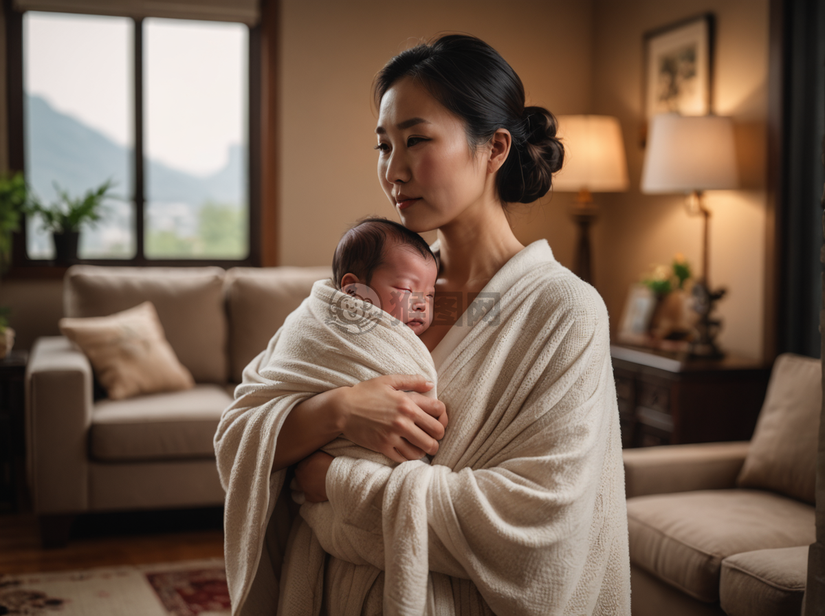 新妈妈与新生儿：温馨居室中的幸福时刻