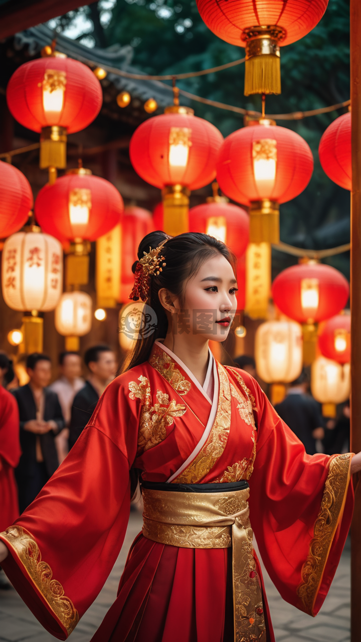 红衣女子舞动乾坤记