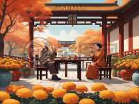 秋日重阳赏菊图