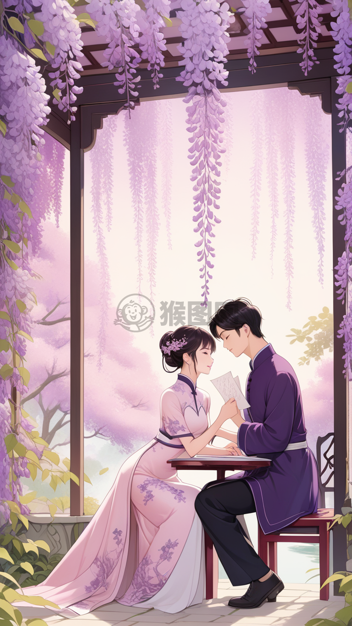 “花下情书：紫藤之恋”