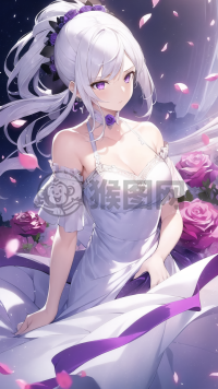 梦幻紫眸少女紫眸少女，长发飘飘，白衣轻舞，仙气凌然。