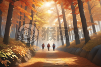 重阳登高：森林中漫步的老人们