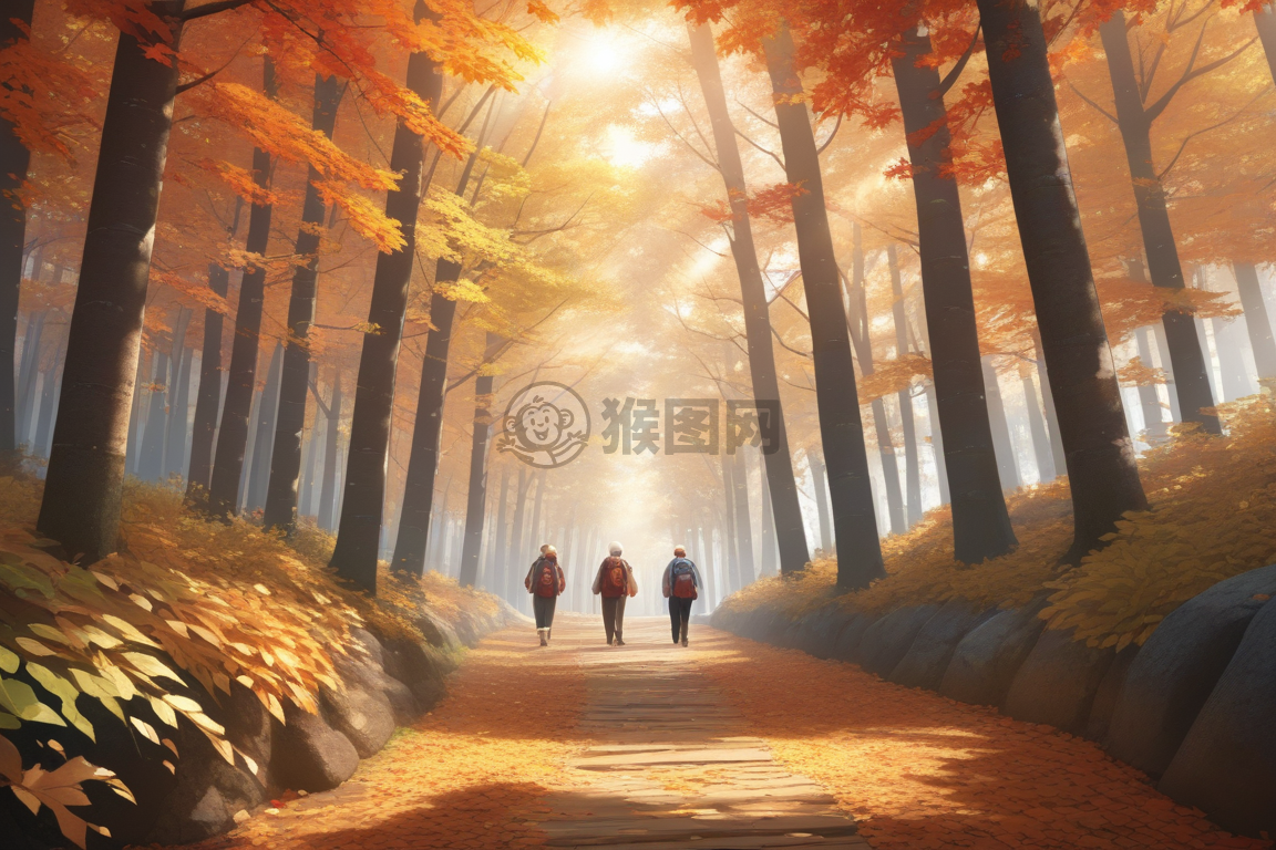 重阳登高：森林中漫步的老人们