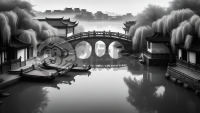 江南水乡朦胧之景