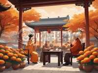 秋日重阳赏菊图