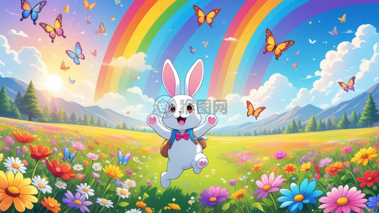 彩虹花田里的快乐小兔冒险记