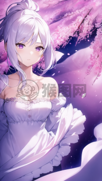 绮丽风景中的紫眸白发少女