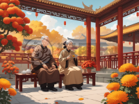 秋日重阳赏菊场景