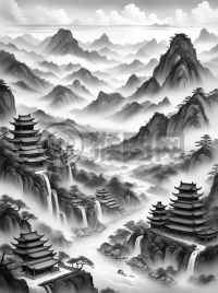 山水雾绕图
