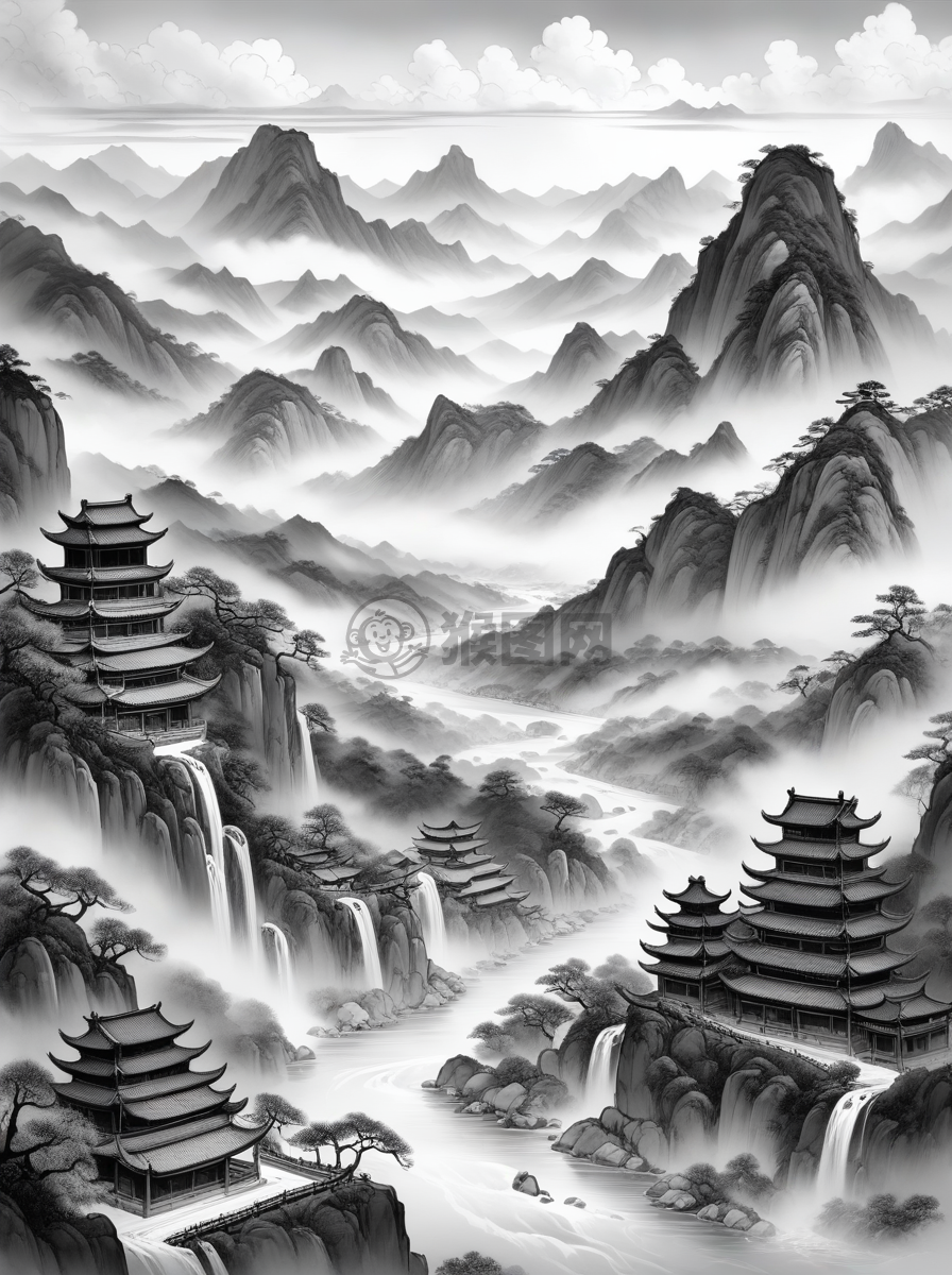 山水雾绕图