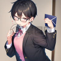 《眼镜小男孩递情书害羞少女》